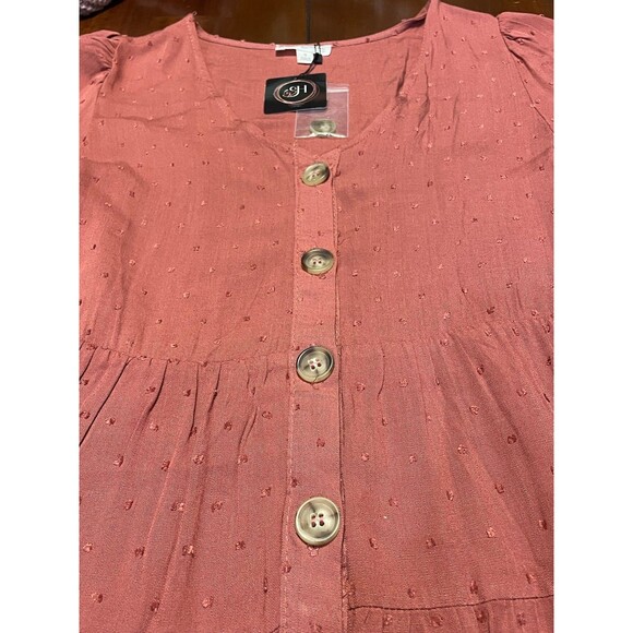 NWT By The River Sienna Dot Dress Small,  short 3/4 sleeve buttons Boutique - Picture 4 of 12